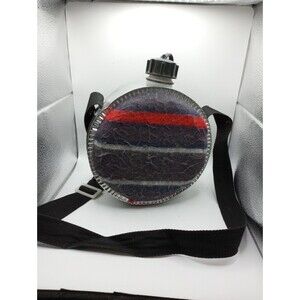 Vintage Coleman Striped Blanket Canteen 2 Quart Water Bottle Strap Hiking Clean